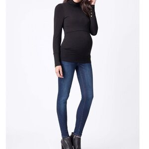 Seraphine Lift-Up Long Sleeve Jersey Maternity & Nursing Layering Top size M